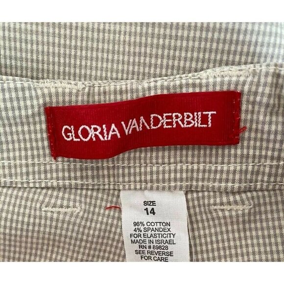 Gloria Vanderbilt Beige Plaid Retro Crop Pants Plus 14 High Waist Stretch 32x21 - Picture 7 of 7